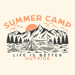 Wall Mural - camping illustration outdoor design apparel summer mountain