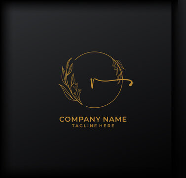 R Letter Logo. Gold Letter Design Vector with Golden Luxury Colors