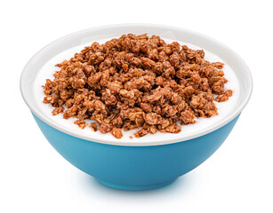 Sticker - Chocolate granola with milk isolated on white background