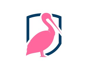 Poster - Simple shield with pink pelican inside