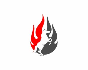 Wall Mural - Standing horse inside the fire flame logo