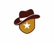 Shield and star with cowboy hat logo