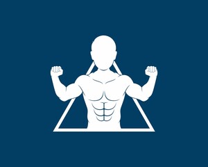 Poster - Man with muscular body in the triangle logo