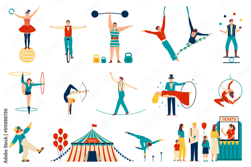 Circus Flat Set Stock Vector | Adobe Stock