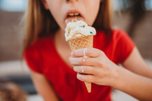 Ice Cream Cone On Hot Summer Day Melting