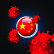 China flag with coronavirus illustration.