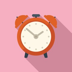 Poster - School alarm clock icon flat vector. Test exam