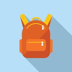 Poster - School backpack icon flat vector. Paper form