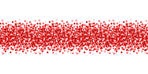 Poster - Red confetti seamless vector border. Best for polygraphy, print and web design.