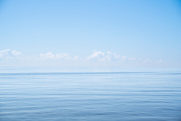calm sea ocean and blue sky background. high quality photo