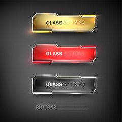 Wall Mural - buttons set web steel on background color black 25