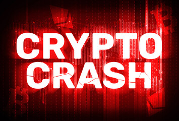 Poster - Major Crypto Currency crash concept background with Red and dark colors. Finance and digital currency market drop wallpaper