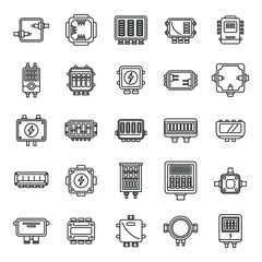 Poster - junction box icons set outline vector. cable connect