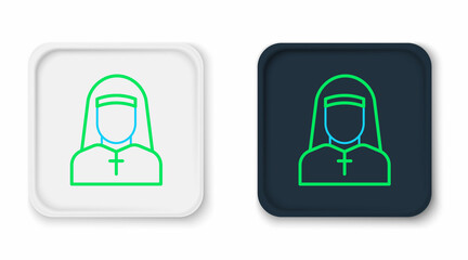 Wall Mural - Line Nun icon isolated on white background. Sister of mercy. Colorful outline concept. Vector