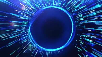 Wall Mural - Abstract black hole surrounded by flying stars. Motion. Supermassive black hole in outer space and flying asteroids.