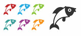 Fototapeta Pokój dzieciecy - Black Fish icon isolated on white background. Set icons colorful. Vector