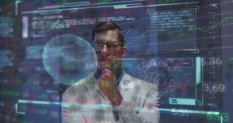 Poster - Animation of cells and data over caucasian male doctor