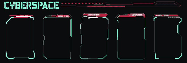 Poster - Futuristic Vector HUD Interface Screen Design. Digital callouts titles. HUD UI GUI futuristic user interface screen elements set. High tech screen for video game. Sci-fi concept design.