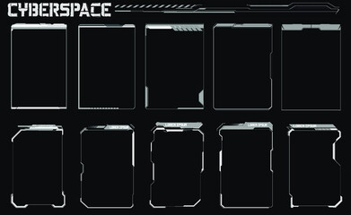 Poster - Futuristic Vector HUD Interface Screen Design. Digital callouts titles. HUD UI GUI futuristic user interface screen elements set. High tech screen for video game. Sci-fi concept design.