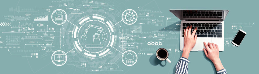 Aufkleber - Smart industry concept with person using a laptop computer