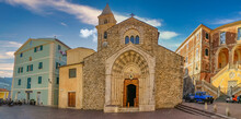Medieval Cathedral Parish Of Santa Maria Assunta Of Ventimiglia In Cathedral Square, Ventimiglia Alta In Italy, Liguria. Ligurian Riviera, Province Of Imperia