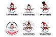 © Arya19 - snowman logo vector icon, winter christmas with gifts and santa, design illustration