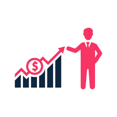 Poster - Businessman, presentation, profit icon