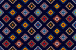 Ikat abstract geometric ethnic seamless pattern design. Tribal boho native textile turkey traditional embroidery vector. Aztec fabric carpet mandala ornaments textile decorations wallpaper.