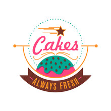An Emblem Logo For Cupcakes Or Cookies Seller In Fun Colorful Style In Round Shape
