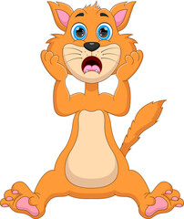 shocked cat cartoon on white background