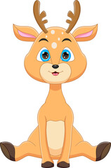 Wall Mural - cartoon cute deer on white background