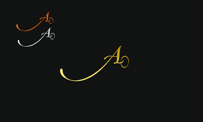 gold logo design in luxury handwriting form consisting of letters a and l