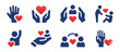 Volunteer, adoption, help, care and support icon vector. Caregiver icon collection.