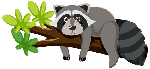 Poster - Cute raccoon in flat cartoon style