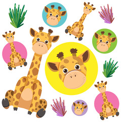 Sticker - Cute giraffe seamless pattern