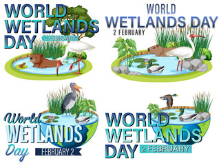 Wall Mural - a set of world wetlands day logo design