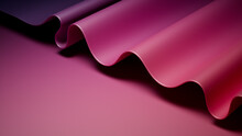 Purple And Pink Wavy Wallpaper. Trendy 3D Gradient Background With Copy-Space.