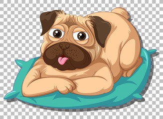 Wall Mural - Pug dog on pillow cartoon character