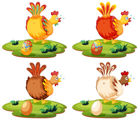 Wall Mural - cute chicken laying eggs