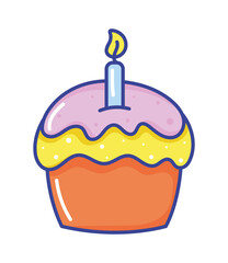 Sticker - sweet cupcake with candle