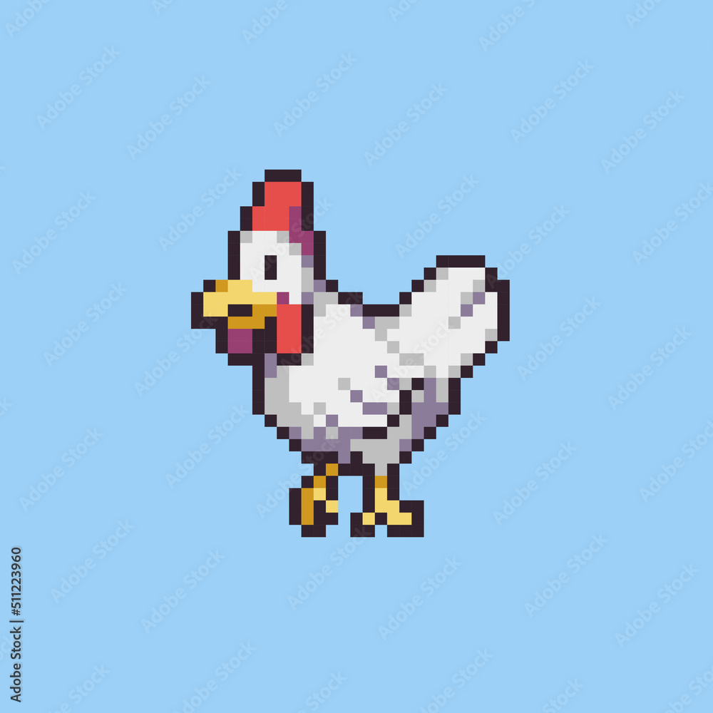 Fully editable pixel art vector illustration Chicken for game ...