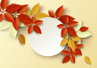 Round copy space with autumn leaves vector design