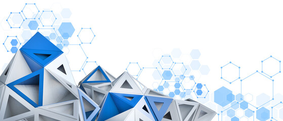 Aufkleber - Business concept. Creative idea Metaverse futuristic architecture Background and Science Innovation concept for digital technology. Blue, copy space, digital data, banner, website -3d Rendering