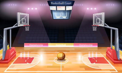 Sticker - Basketball Court Cartoon Illustration