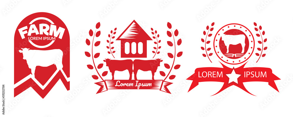 set of cow farm logo template Stock Vector | Adobe Stock