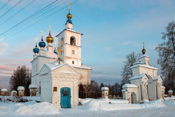 Wall Mural - Church of the Transfiguration of the Lord on a winter day in the village of Povodnevo, Myshkinsky district, Yaroslavl region, Russia