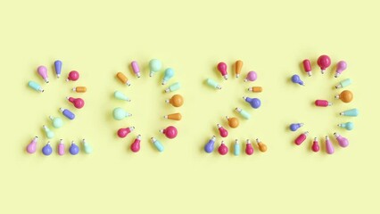Aufkleber - stop motion colorful lighting bulb made by 