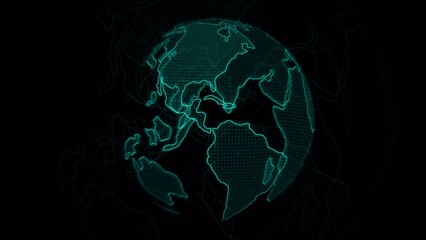 Wall Mural - 3D visual effects animation of digital globe rotating. Future technology of business network growth and global connectivity
