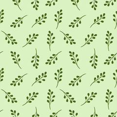 Poster - Green leaf patter, seamless vector background