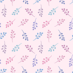 Poster - Cute pastel leaf vector repeat pattern,